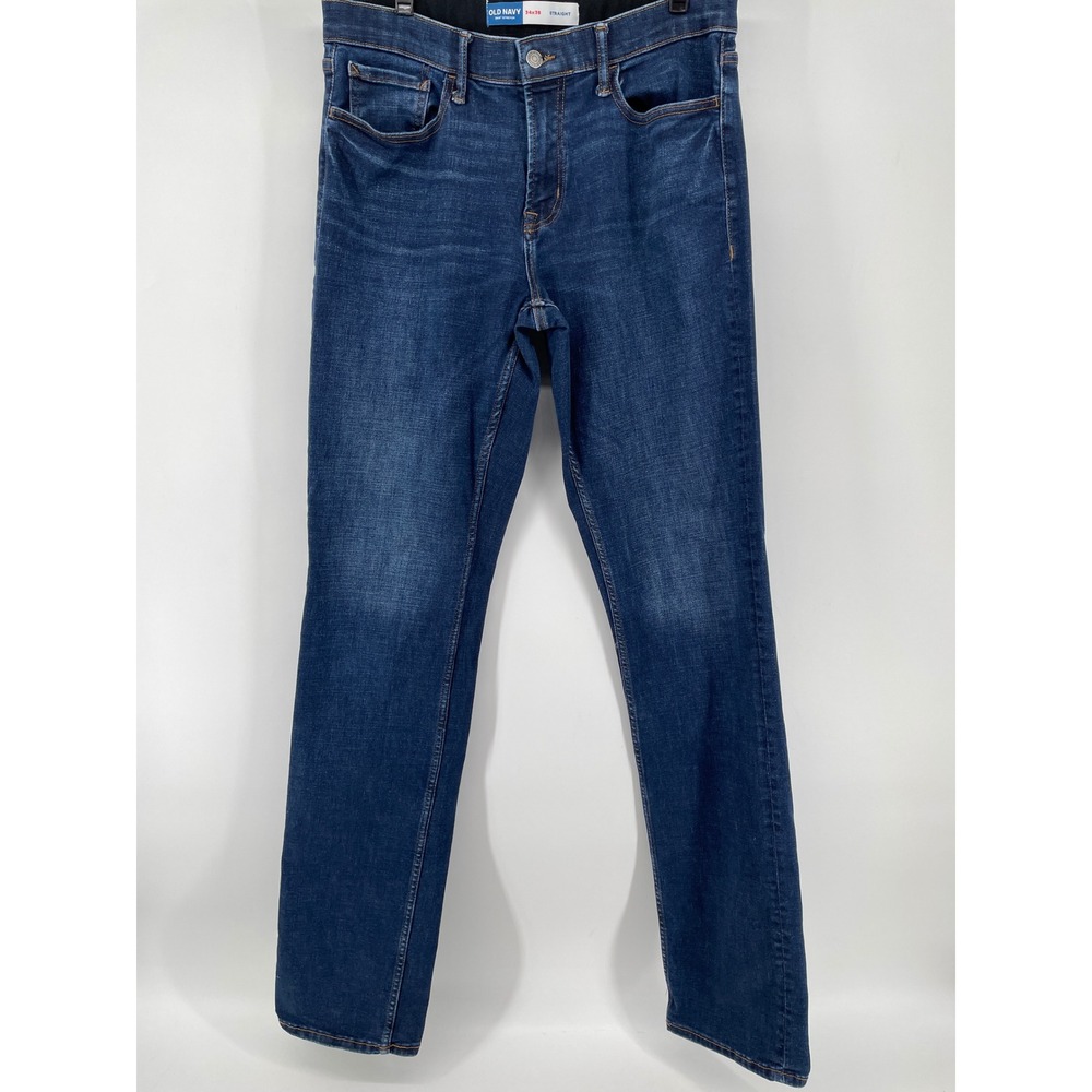 Old Navy Straight Jeans Mens 34x38 Blue 360 Stretch Denim Dark Wash